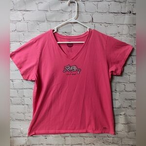 Life is Good Women's XL V Neck Cat Resting Graphic Loungwear